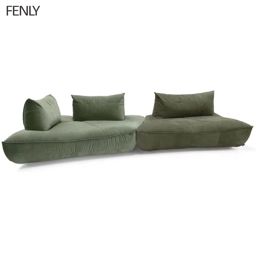 Modern High-End Corner Sectional Sofa New Design Italian Modular Living Room Furniture Metal Fabric Couch Set