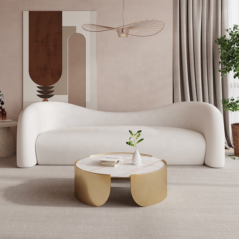 2024 Youtai Small Amount Of Wholesale Small Living Room Sofa Shaped Creative Designer White Sofa