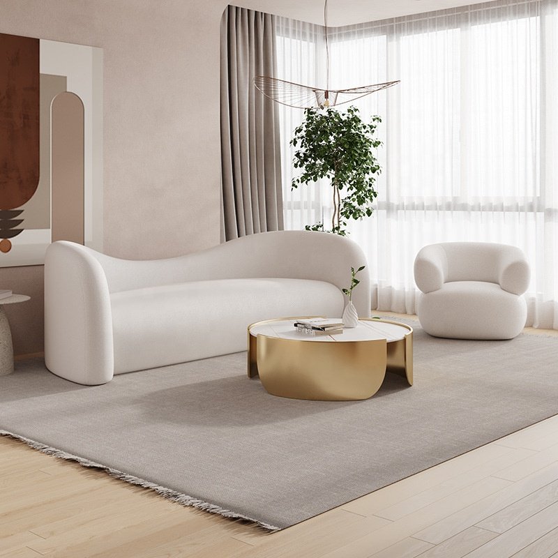 2024 Youtai Small Amount Of Wholesale Small Living Room Sofa Shaped Creative Designer White Sofa