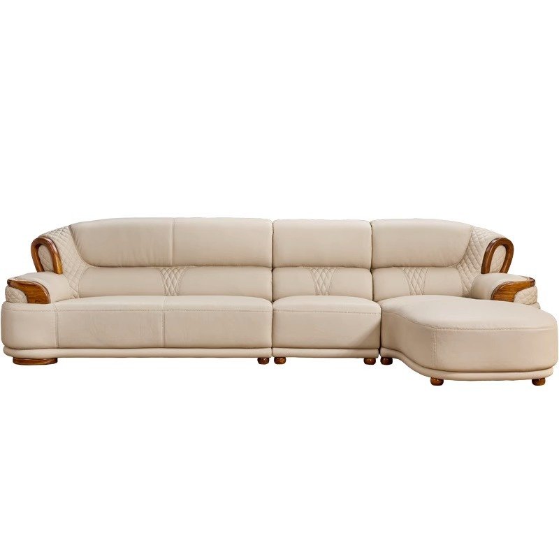 Luxury Uginwood leather sofa combination all solid wood sofa luxury living room light luxury sofa set furniture