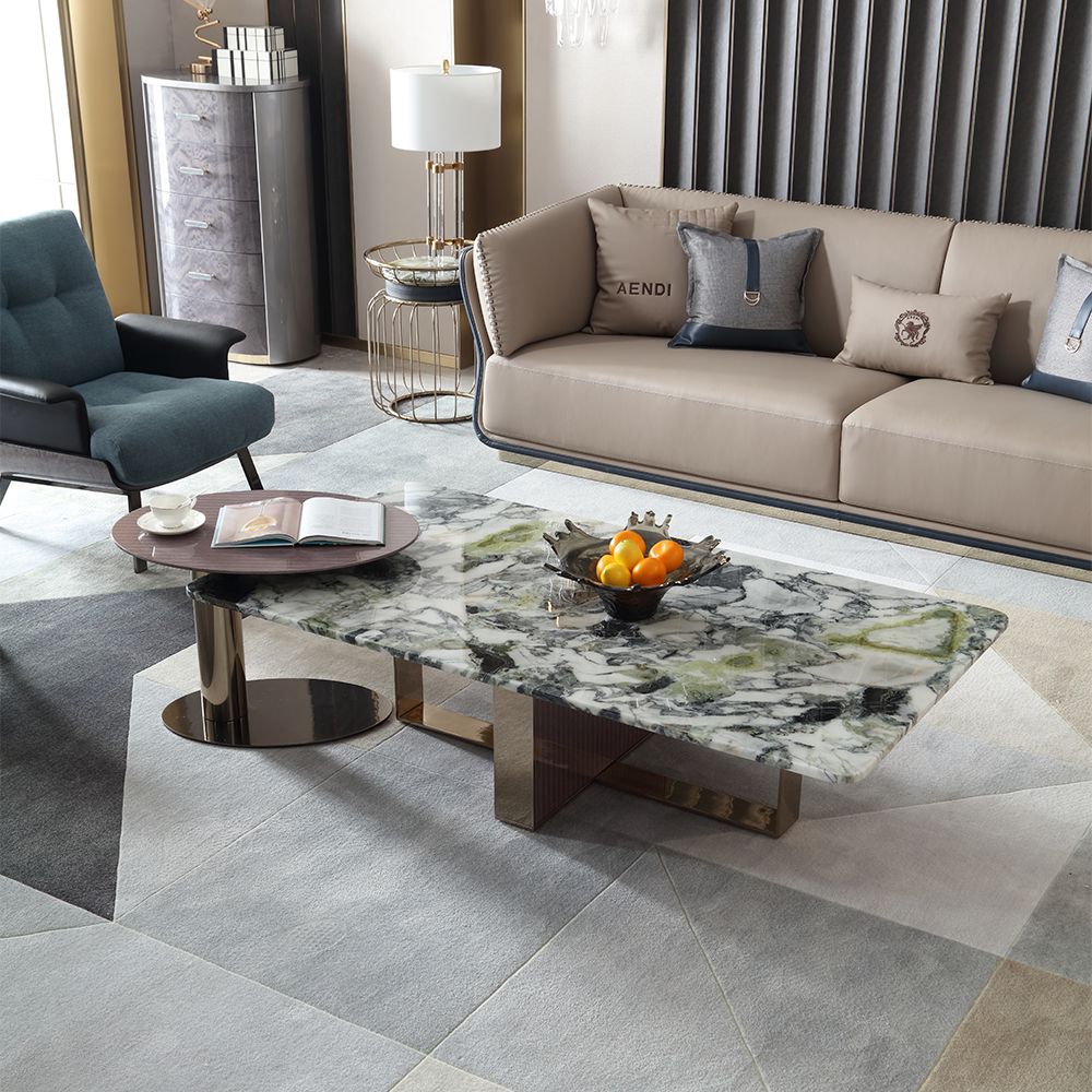 Italian Minimalist Genuine Leather Sofa Living Room Sofa Set Straight Row Three Seater Furniture Sofa
