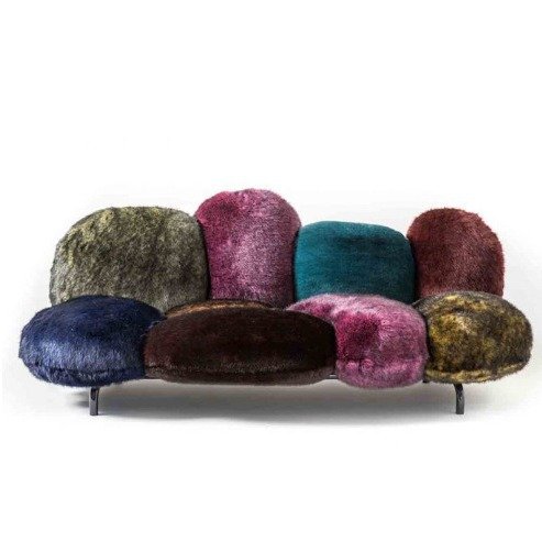 beauty Italian designer furniture pink plush velvet powder puff 3 seater sofa living room sofas