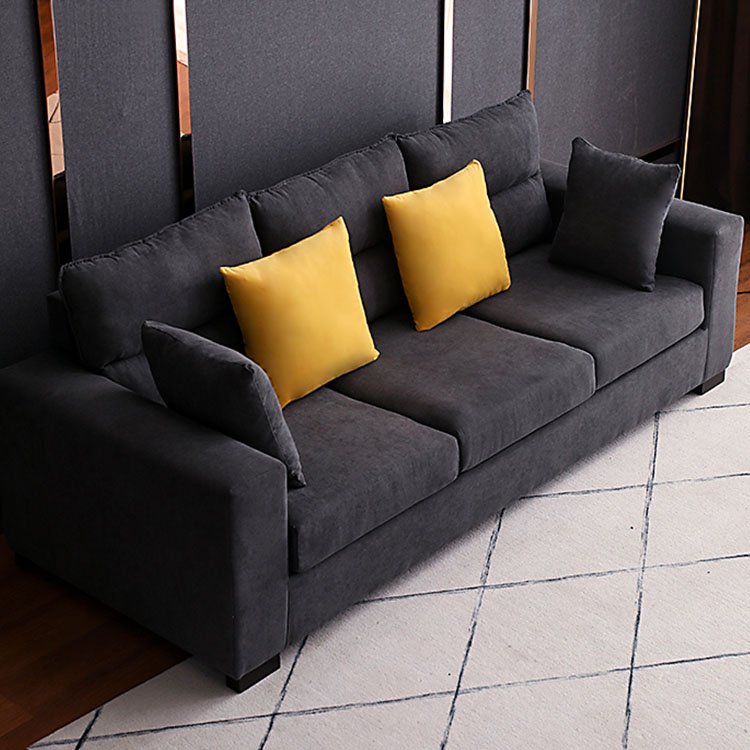 Modern home luxury wood furniture Nordic style black fabric sofa set furniture soft sectional couch living room sofas