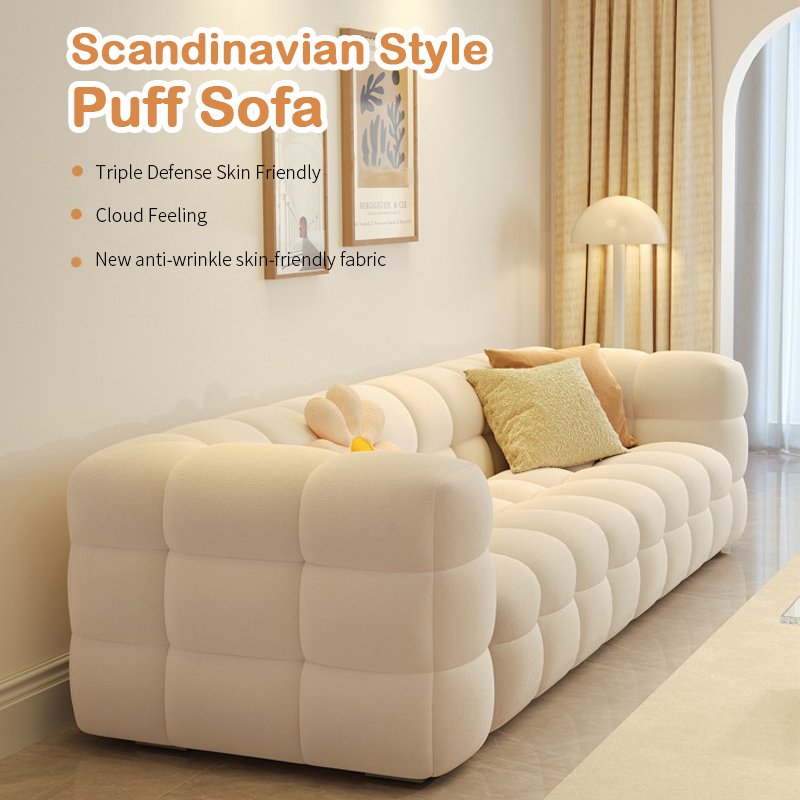 Modern Simple Marshmallow Fabric Sofa Lambswool Sofa Home Living Room Sofa