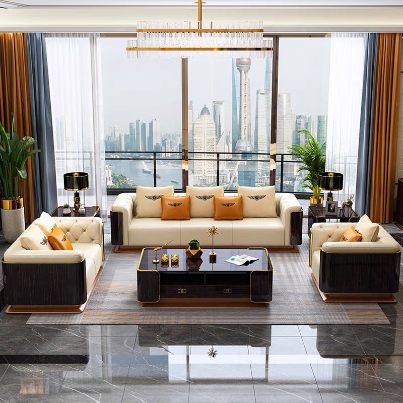 hotel furniture living room luxury leather modular sectional sofas set couch living room sofas