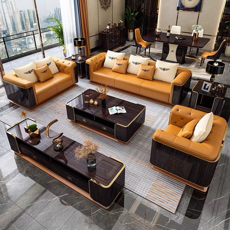 hotel furniture living room luxury leather modular sectional sofas set couch living room sofas