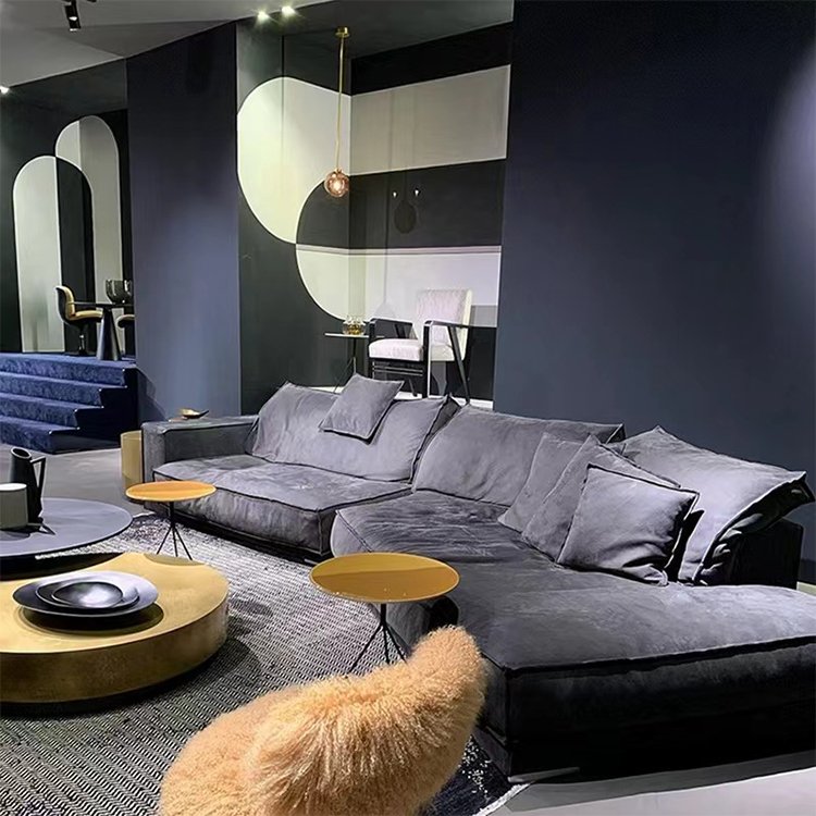 Contempo Minimalist leather modern home cheap furniture living room set modern luxury L shape sofa