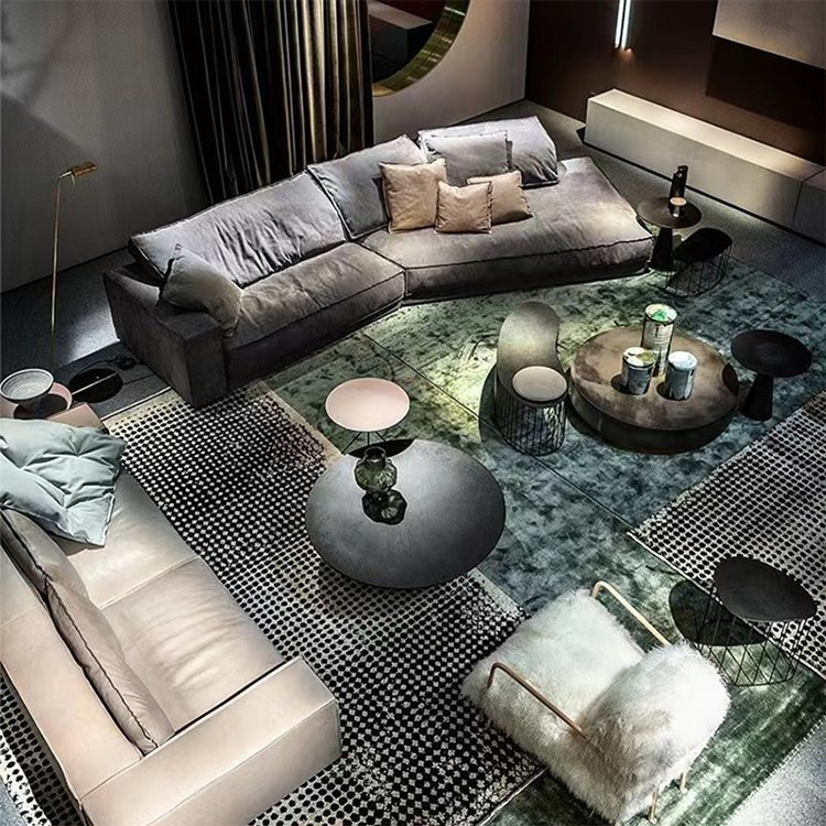 Contempo Minimalist leather modern home cheap furniture living room set modern luxury L shape sofa