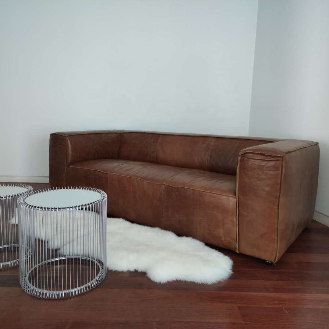custom made luxury pure leather sofa home living room couch sofa 100% top grain leather tan brown leather sofa 3 seat