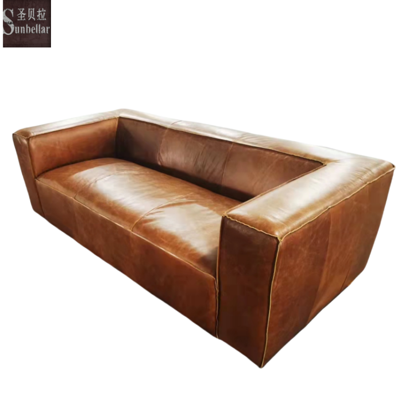 custom made luxury pure leather sofa home living room couch sofa 100% top grain leather tan brown leather sofa 3 seat