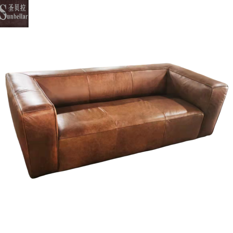 custom made luxury pure leather sofa home living room couch sofa 100% top grain leather tan brown leather sofa 3 seat