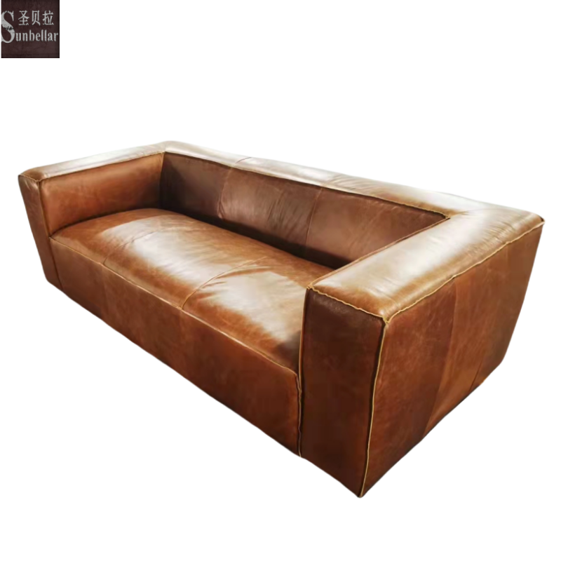 custom made luxury pure leather sofa home living room couch sofa 100% top grain leather tan brown leather sofa 3 seat