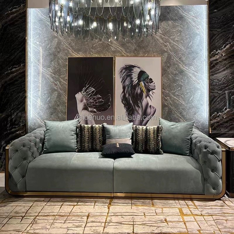 Luxury design european style quality nubuck leather living room sofa set furniture