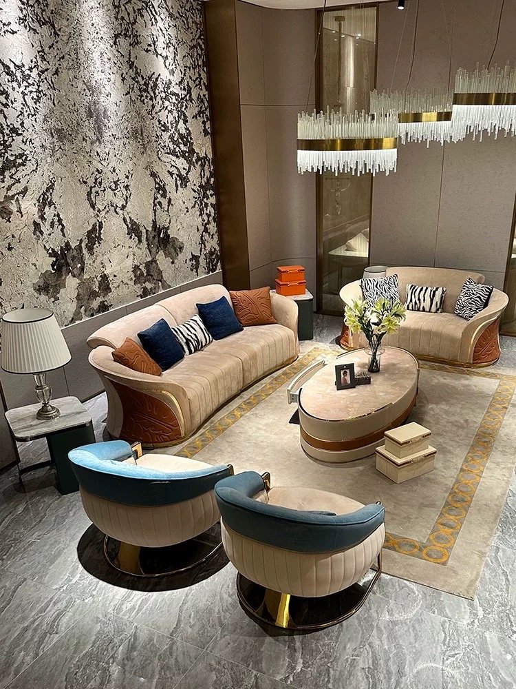High end Italian luxury sectional sofa set furniture genuine leather couch living room sofa
