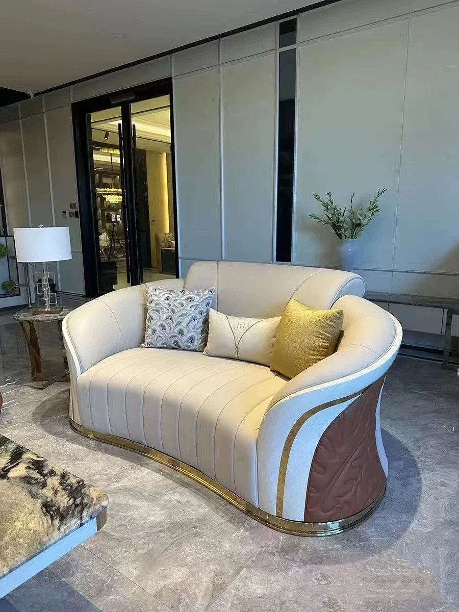 High end Italian luxury sectional sofa set furniture genuine leather couch living room sofa