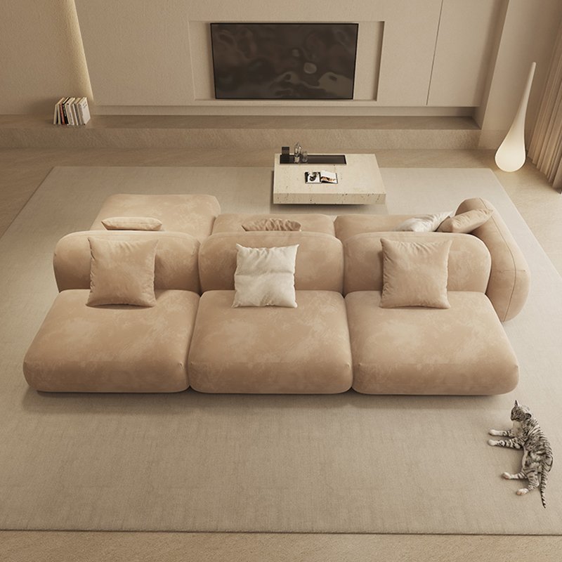 Cream Style Living Room Sofas Nordic Lambskin Fabric Designer Creative Storage Module Sofa Italian Fabric Sofa