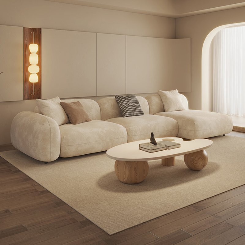 Cream Style Living Room Sofas Nordic Lambskin Fabric Designer Creative Storage Module Sofa Italian Fabric Sofa