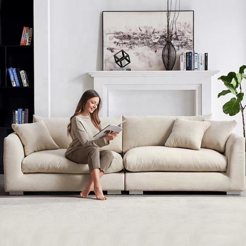 Factory wholesale modern feather sofa luxury 2 seater linen sofa couch living room sofas love seats for living room