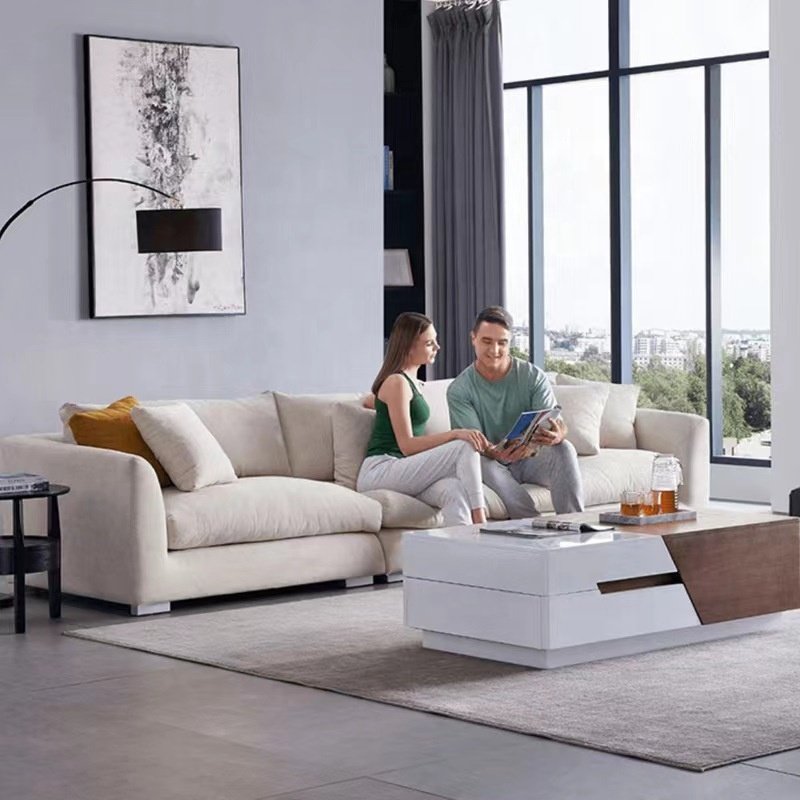 Factory wholesale modern feather sofa luxury 2 seater linen sofa couch living room sofas love seats for living room