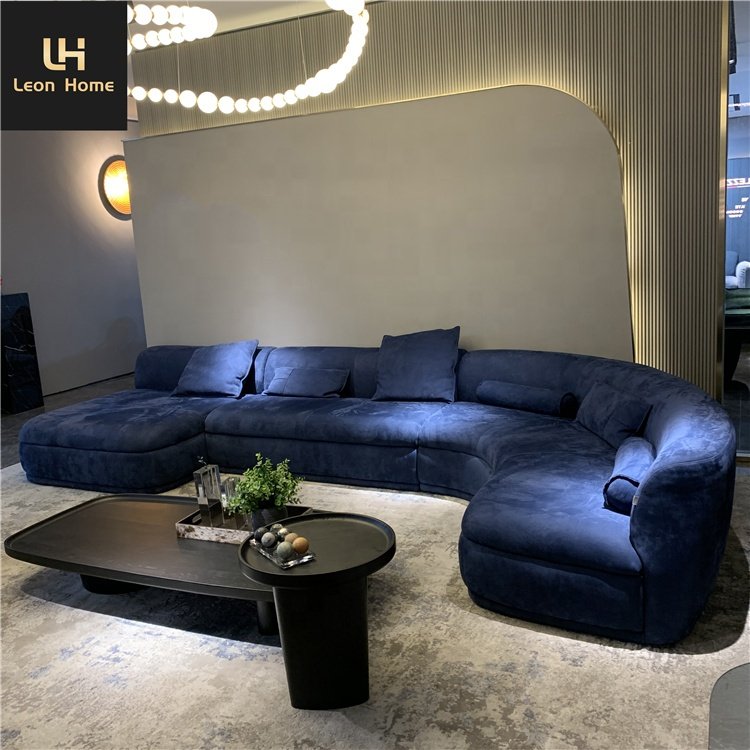 Baxter sofa Luxury living room couch velvet modern corner 7 seater large modular u shape curve sectional sofa