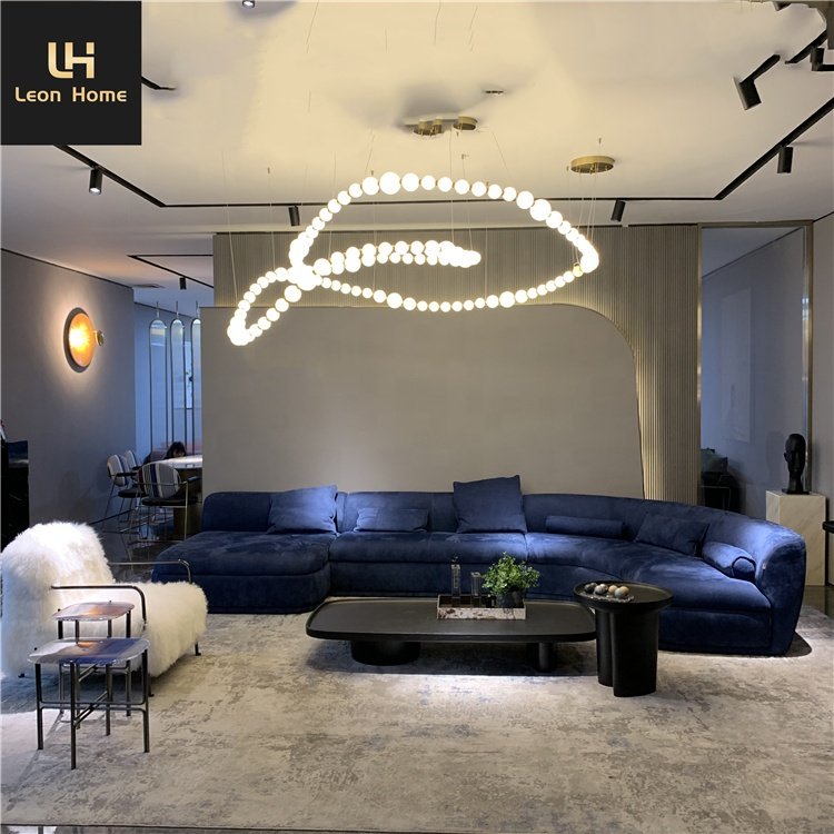 Baxter sofa Luxury living room couch velvet modern corner 7 seater large modular u shape curve sectional sofa