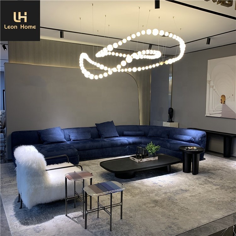 Baxter sofa Luxury living room couch velvet modern corner 7 seater large modular u shape curve sectional sofa