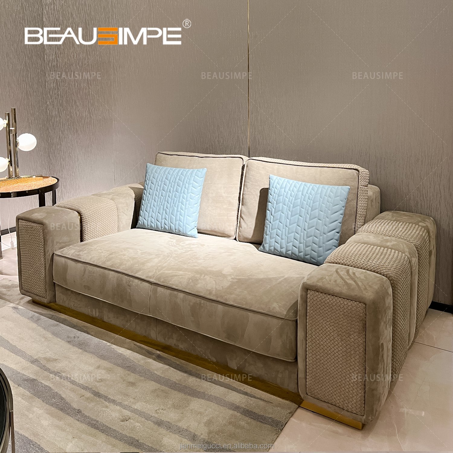 High-end customized Home villa italian sofa sectional couch set modern living room sofa set furniture gray luxury sofa