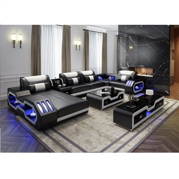 Wholesale living room sofas top quality big house combination living room set real leather sofa