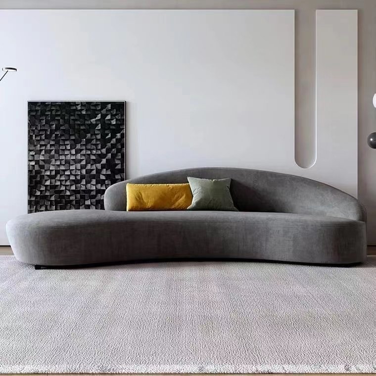 Living room furniture hotel sofas cloud couch comfortable corner sofa white modern sectional moon shape 3 seater curved sofa