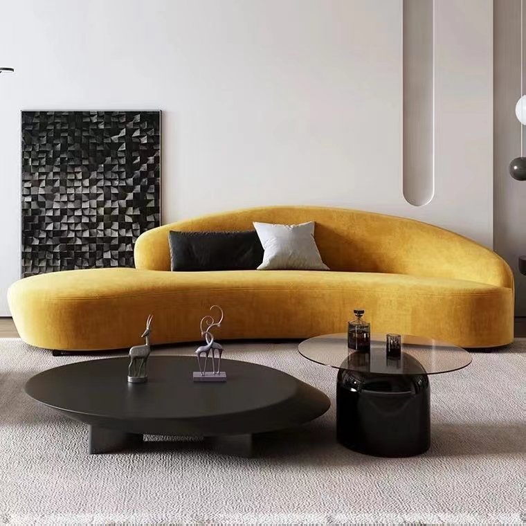 Living room furniture hotel sofas cloud couch comfortable corner sofa white modern sectional moon shape 3 seater curved sofa