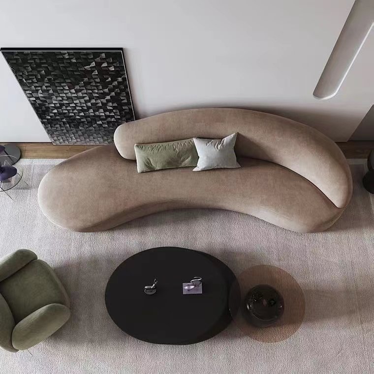 Living room furniture hotel sofas cloud couch comfortable corner sofa white modern sectional moon shape 3 seater curved sofa