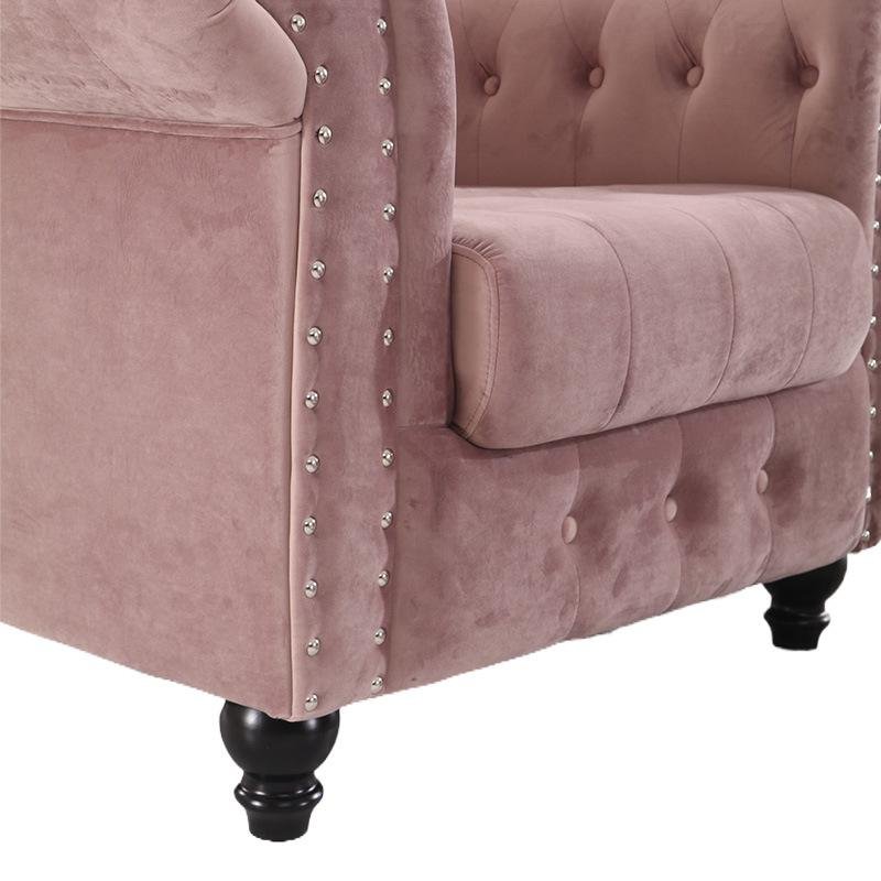 Single seat European classical fabric Chesterfield living room sofa simple modern pink sofa