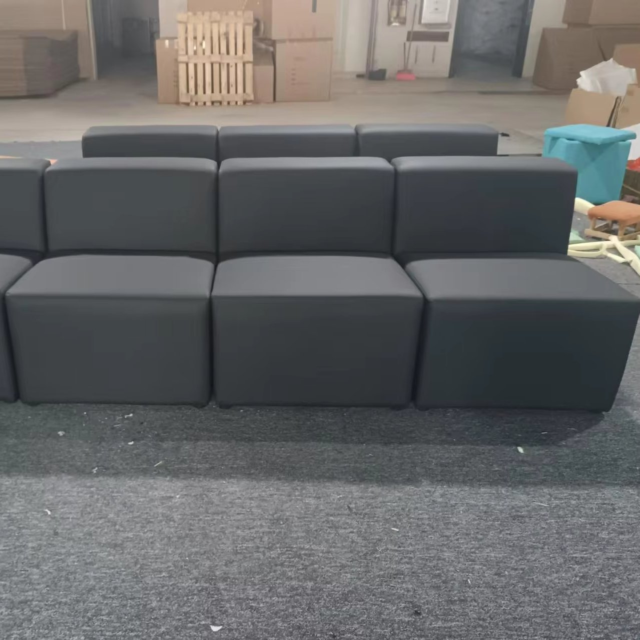Popular curved design black sectional sofa modern outdoor furniture sofa set lounge bench for event wedding furniture