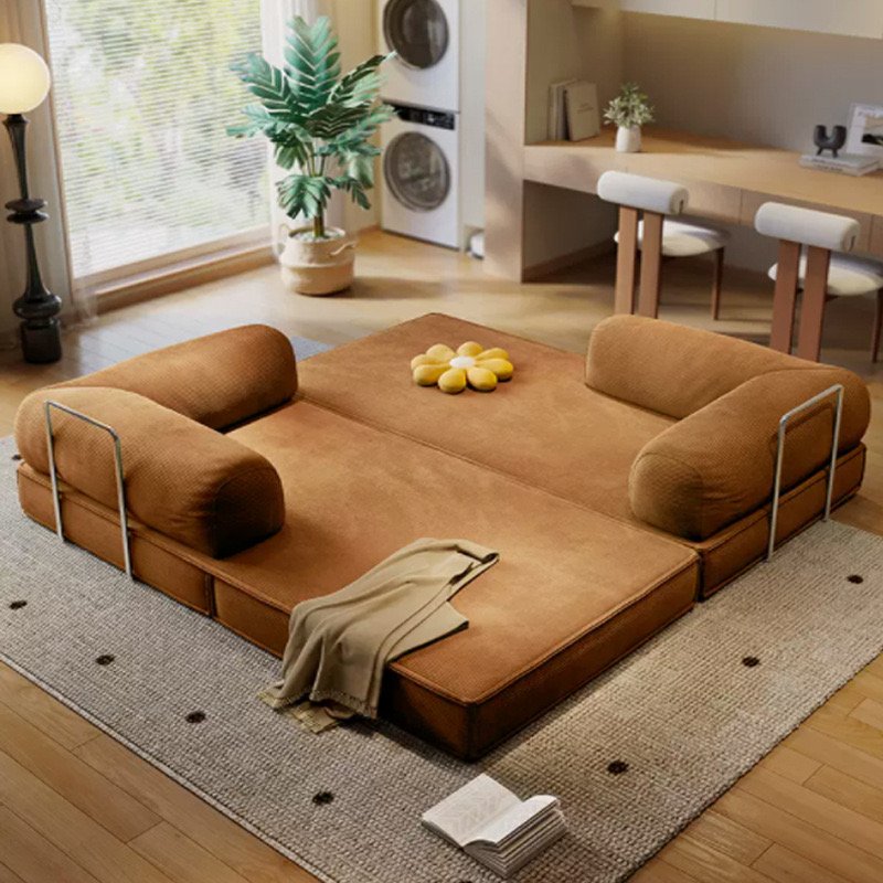 Nordic luxury full sponge sofa living room tofu block vacuum compression folding skin-friendly sofa bed combination wholesale