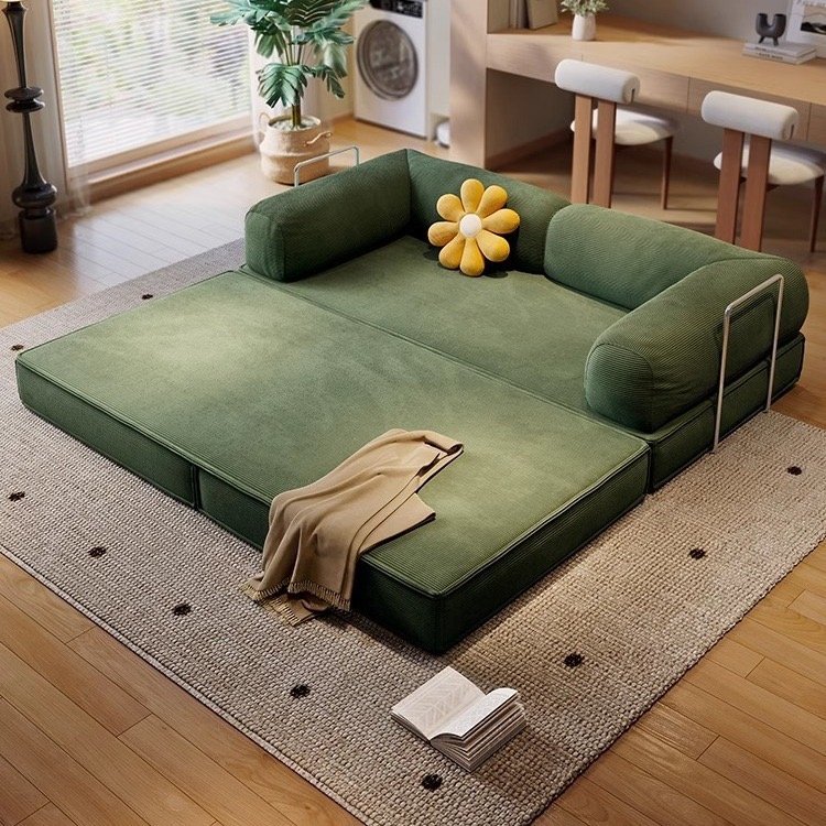 Nordic luxury full sponge sofa living room tofu block vacuum compression folding skin-friendly sofa bed combination wholesale