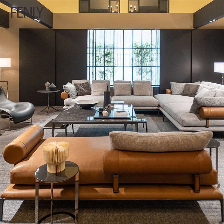 Modern Luxury L-Shape Leather Sofa Set Comfortable Sectional Sofa Bed with Elegant Design for Living Room or Home Furniture