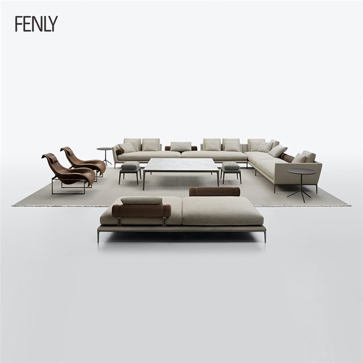 Modern Luxury L-Shape Leather Sofa Set Comfortable Sectional Sofa Bed with Elegant Design for Living Room or Home Furniture