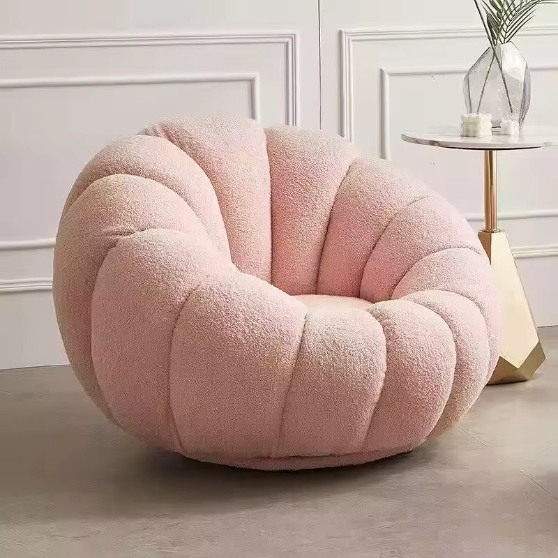 Factory Customized White Fabric Accent Chair Pumpkin Shaped Funiture Living Room Sofa