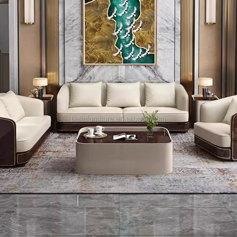 Modern minimalist light luxury style designer furniture luxury fashion selling set leather sofa living room sofa