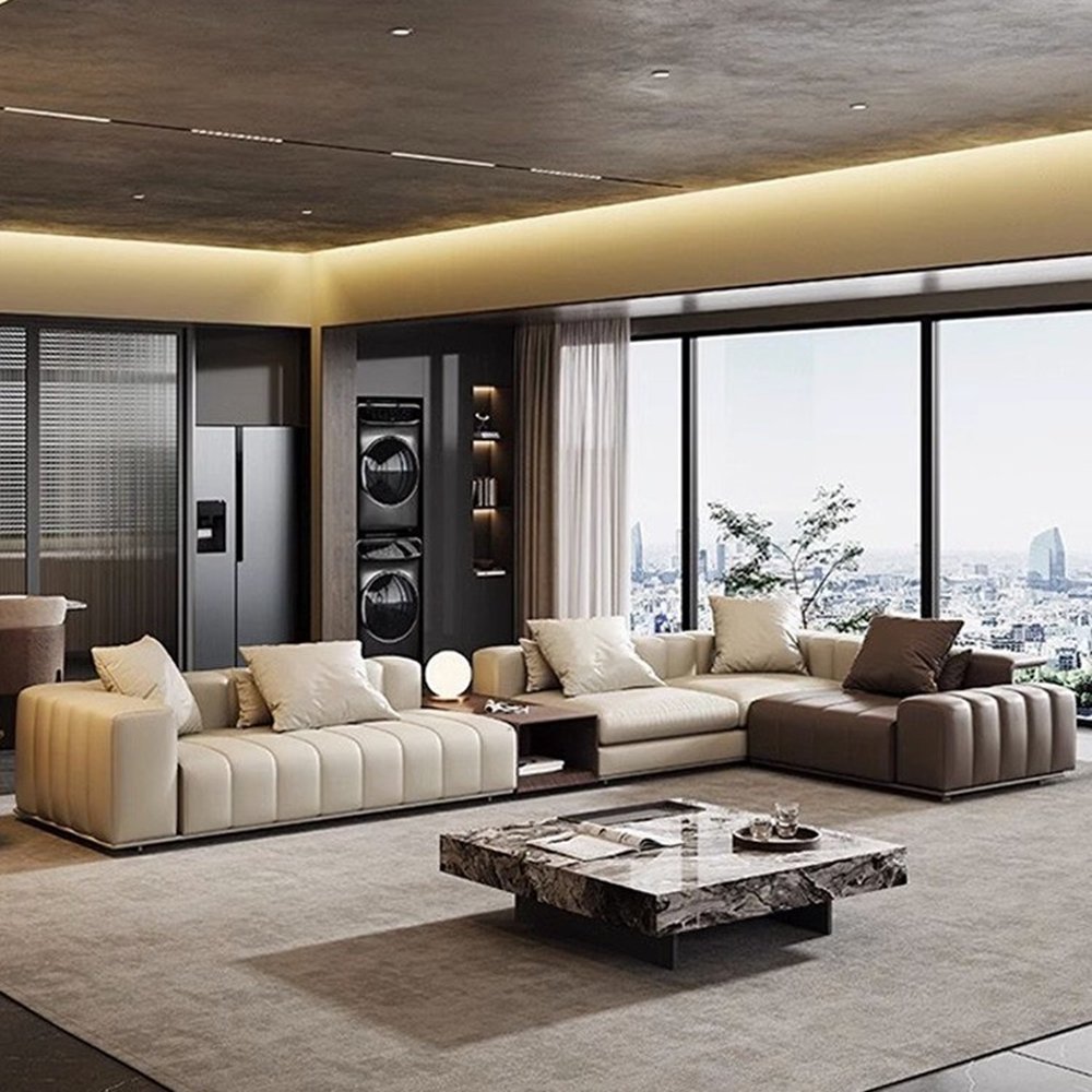 Luxury Trendy Sofa High Quality Modern Comfortable Corner Design for Home Fabric Bedroom Furniture Fiber Bag Living Room Sofa