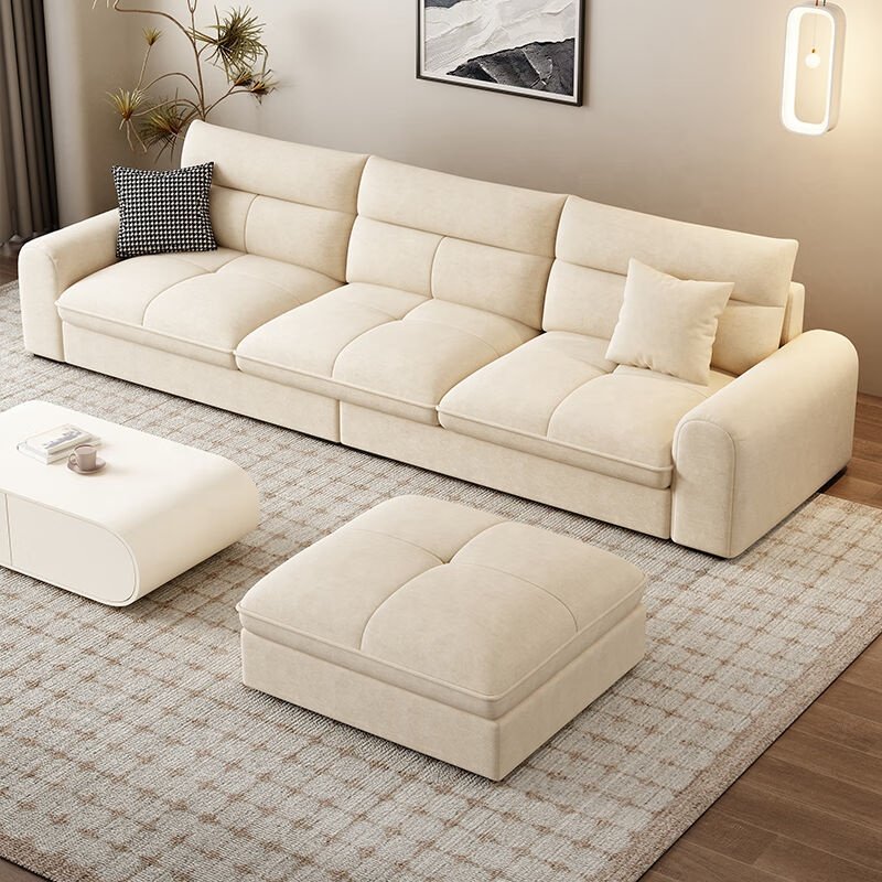 Modern Simplicity Cream Fabric Sectional Sofa with Wind Technology Convertible Tufted Design for Hotel Villa Living Room Hall