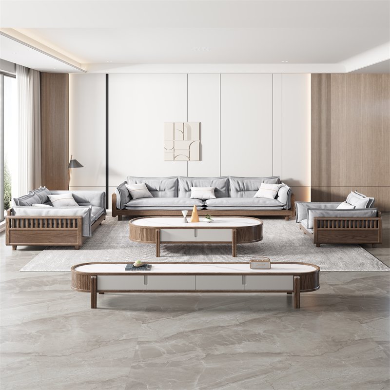 Modern Design Home Furniture Living Room Solid Wood Single Sofa double sofa Three seat Sofa Set