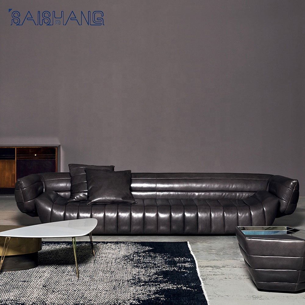 Fashion NEW Italian Leather soft sponge Sofas Living Room Furniture Lounge Suite Genuine Leather Sofa Set