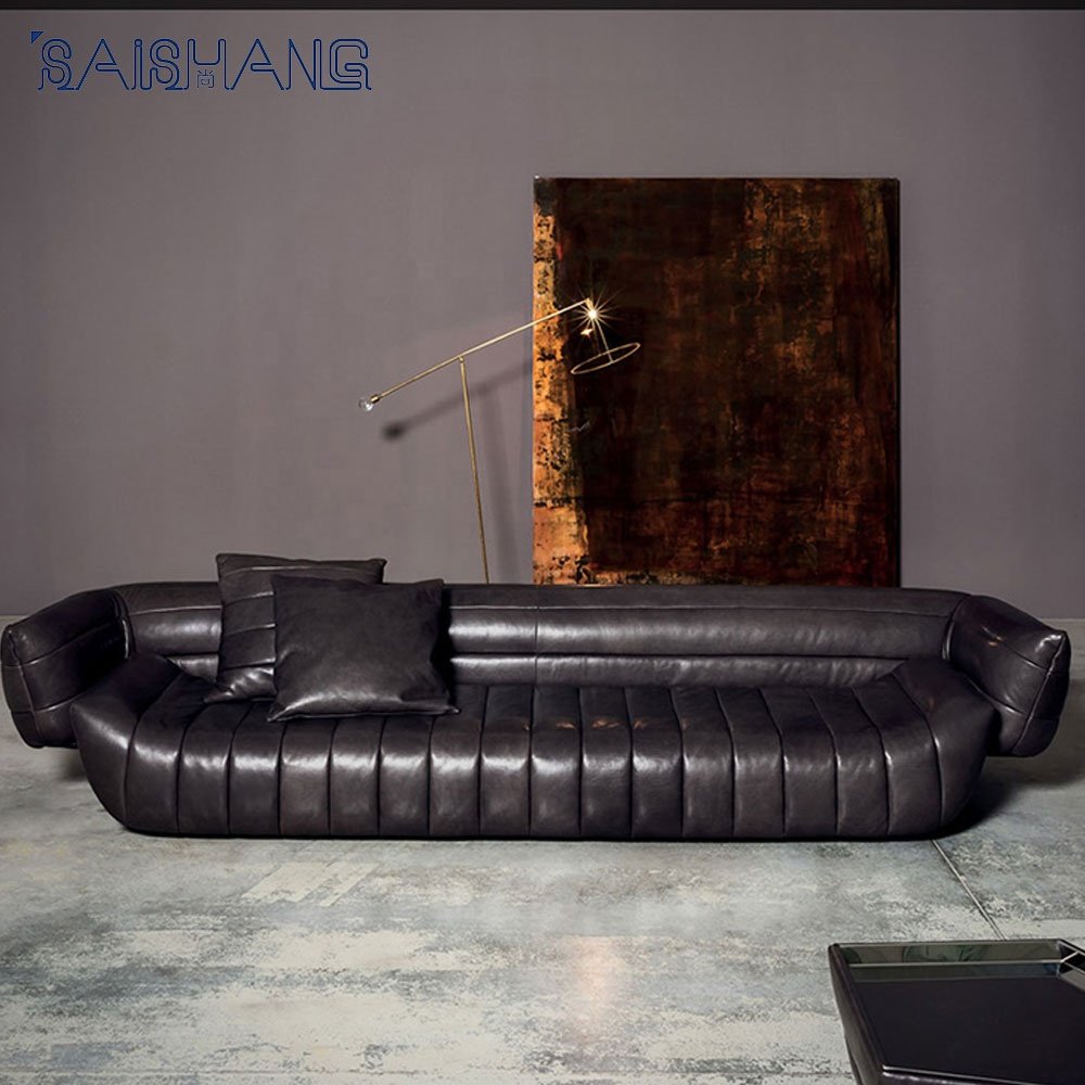 Fashion NEW Italian Leather soft sponge Sofas Living Room Furniture Lounge Suite Genuine Leather Sofa Set