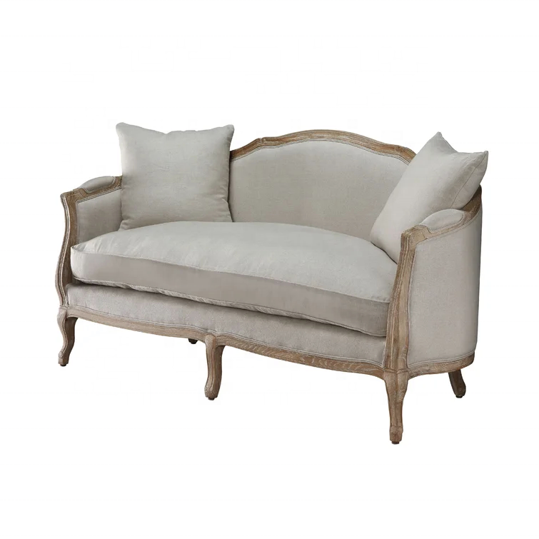 Wooden French Provincial Antique Sofa Couch Louis Linen Wedding Sofa Living Room Sofa