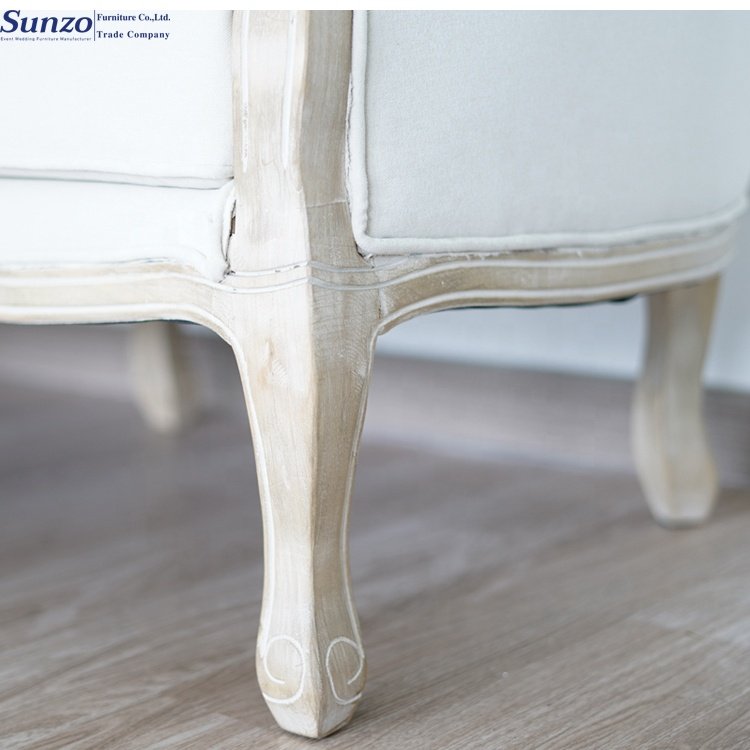 Wooden French Provincial Antique Sofa Couch Louis Linen Wedding Sofa Living Room Sofa