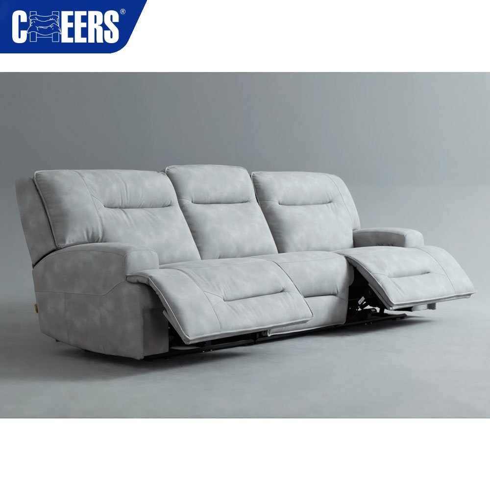 MANWAH CHEERS Euro Fabric Power Reclining Living Room Sofa 3+1 Luxury Sofa Set with USB for Office and Living Room