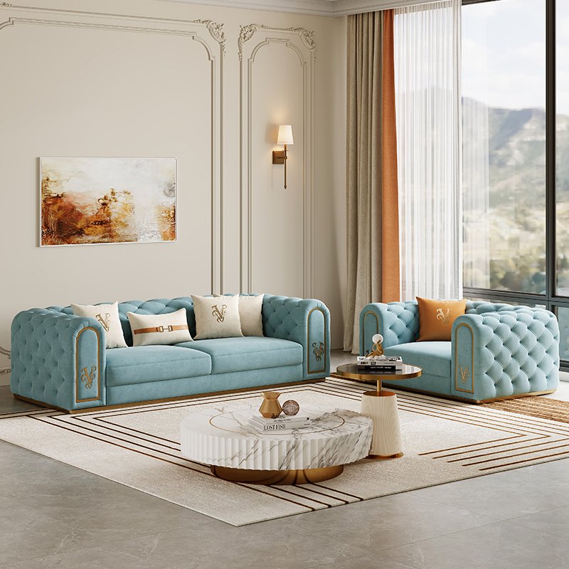 Living room furniture stainless steel 3 seater modern design sofas luxury modern coach sofa set furniture living room sofa