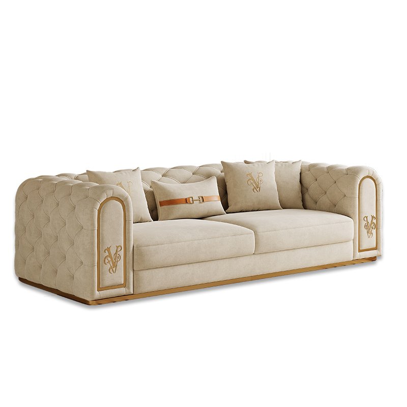 Living room furniture stainless steel 3 seater modern design sofas luxury modern coach sofa set furniture living room sofa