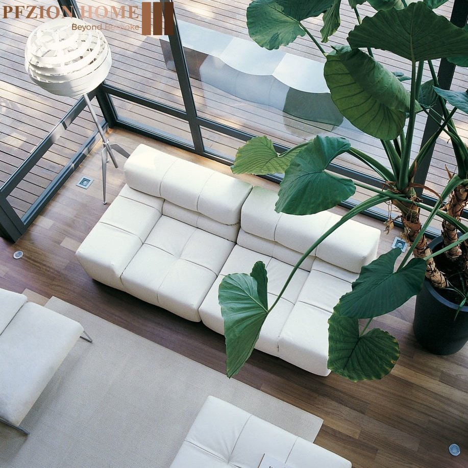 Fashionable Square Color Combination Living Room Sofa Set Sectional Leather Fabric Wood inner Frame Stylish Modular sofa